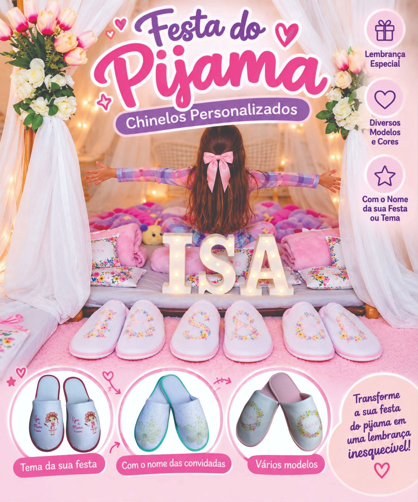 pantufa personalizada festa do pijama